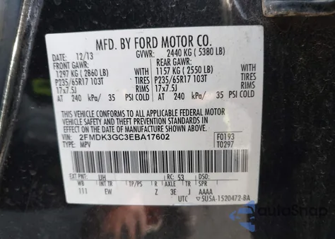 2014 Ford Edge Se z USA, uszkodzony, nr VIN 2FMDK3GC3EBA17602